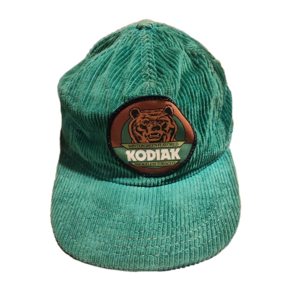 vintage 90's Kodiak Corduroy Trucker Hat Made In USA Snapback Mesh Gimme Cap Dip